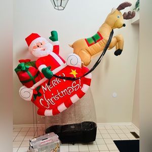 Vintage Airblown Flying Santa Reindeer Christmas Inflatable Kmart Gemmy 10 ft